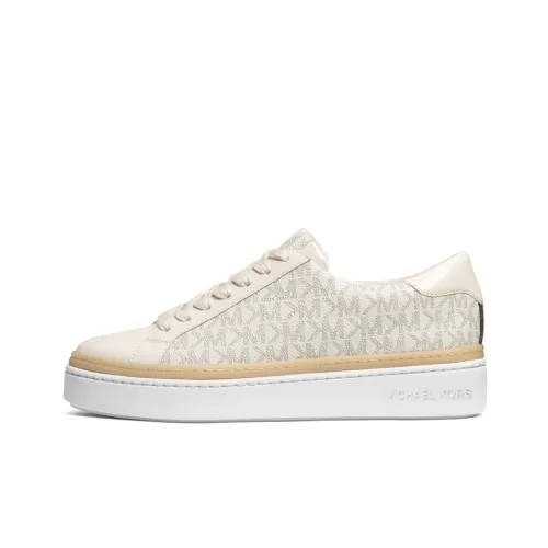 MICHAEL KORS Lightweight Height Increasing Low Top Skateboard Shoes Women's Vanilla White & Milk White