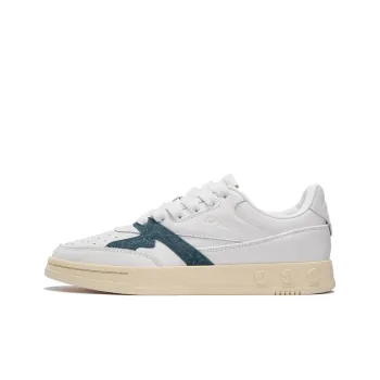 LI-NING 1990 Classic Collection Skateboard Shoes Women's Low-Top Ecru/Dark Spruce Green
