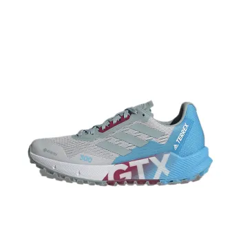 Adidas Terrex Agravic Flow 2.0 Gore-tex Trail Running Wear-Resistant Low-Top Running Shoes Women's Gray Blue