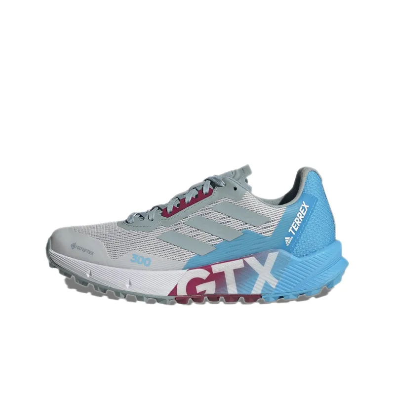 Adidas Terrex Agravic Flow 2.0 Gore-tex Trail Running Wear-Resistant Low-Top Running Shoes Women's Gray Blue-0