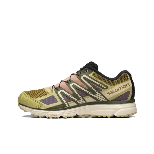 SALOMON X-Mission 4 Casual Shoes Unisex Low-Top Olive Green/Pink