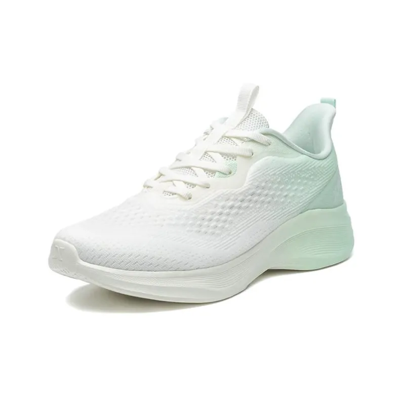 XTEP Cushioning Anti-Slip Wear-Resistant Breathable Lightweight Rebound Low-Top Running Shoes Women's Green White-1
