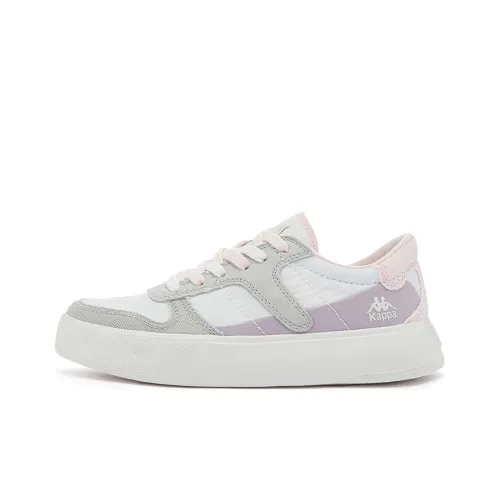 Kappa Skateboard Shoes Women's Low-Top Korean White/Cool Grey/Light Rose Pink