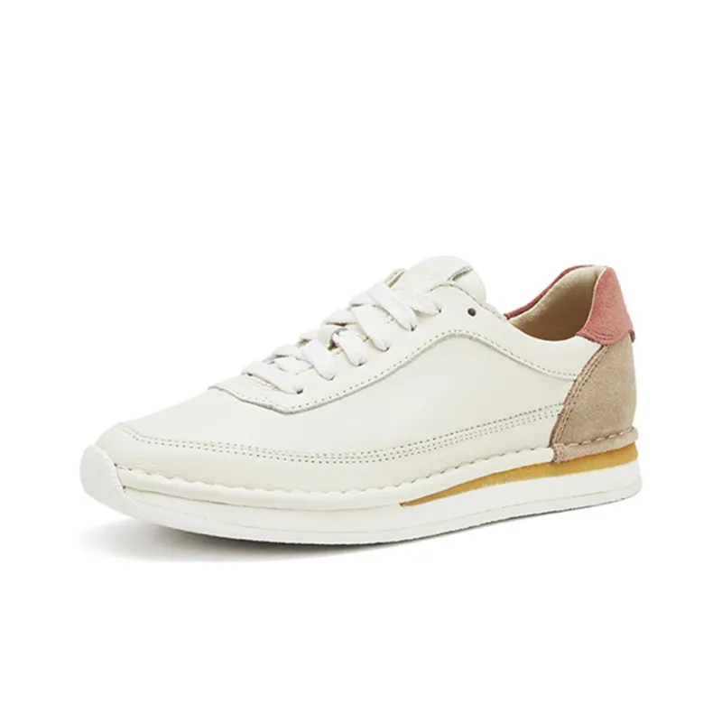 Clarks Low-Top Casual Shoes Women's White Rose Pink-1