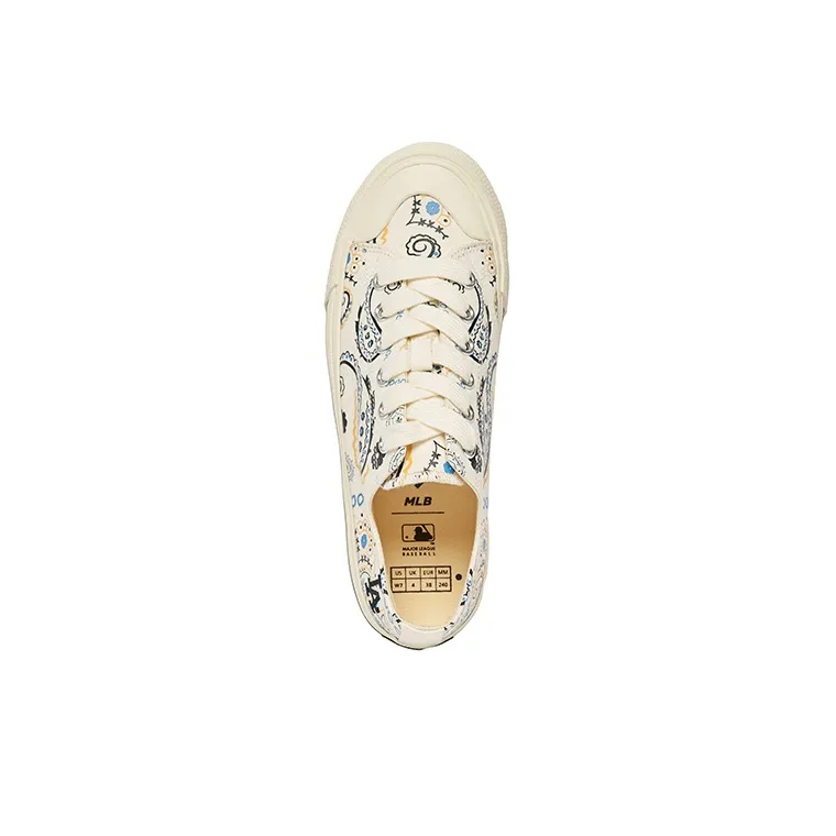 MLB Playball Durable Lightweight And Breathable Low Top Skateboard Shoes Unisex White-3