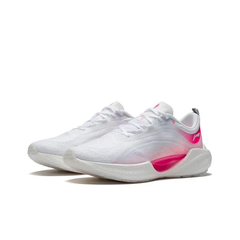 LiNing Super Light 19 Cushioned Slip Resistant Running Shoes Women's White Pink-2
