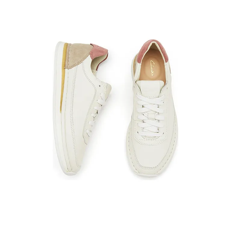 Clarks Low-Top Casual Shoes Women's White Rose Pink-3