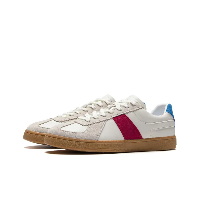 LiNing Abrasion Resistant, Lightweight, And Breathable Low Top Skateboard Shoes Men's White Red-2
