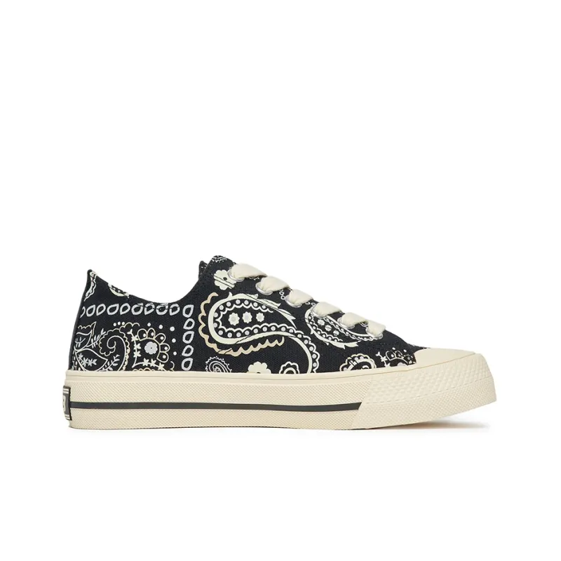 MLB Playball Paisley Lightweight And Breathable Low Top Skateboard Shoes Unisex Black-1