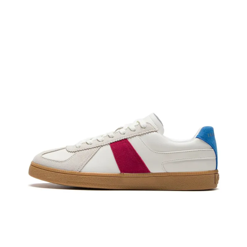 LiNing Abrasion Resistant, Lightweight, And Breathable Low Top Skateboard Shoes Men's White Red-0