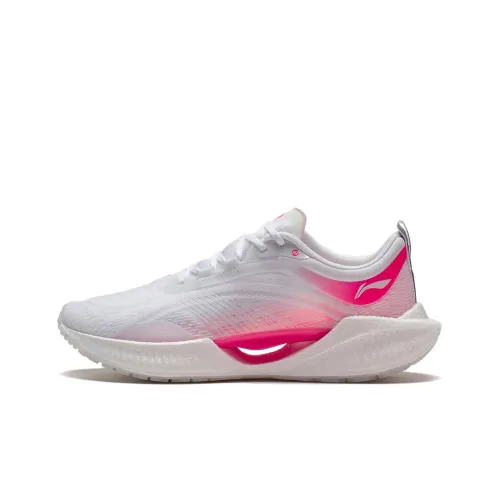 LINING Super Light 19 Running Shoes Women's Low-Top Standard White/Fluorescent Lotus Pink