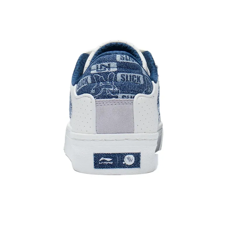 LiNing Wave 180 Anti Slip And Wear Resistant Lightweight Low Top Skateboard Shoes Men's White Blue-5