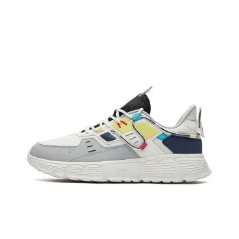 Erke Shangdao Road Cushioning Anti Slip And Wear Resistant Low Top Casual Shoes Men's White Gray