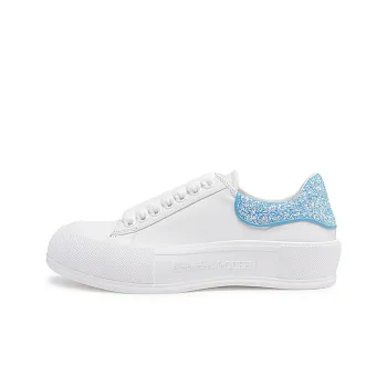 Alexander McQueen Deck Plimsol White Blue Glitter Women's