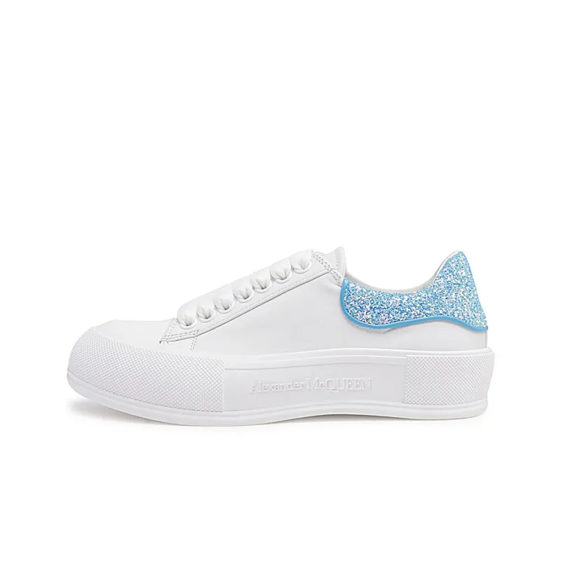 Alexander McQueen Deck Plimsol White Blue Glitter Women's-0