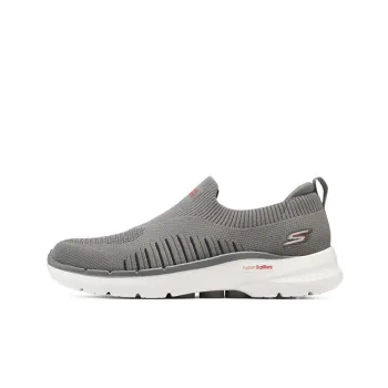 Skechers Go Walk 6 Cushioning Anti Slip And Wear Resistant Lightweight Rebound Low Top Casual Shoes Men's Gray Red