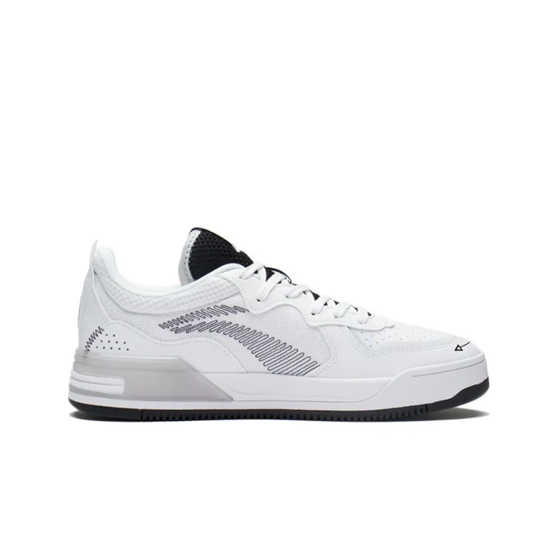 LiNing Wave V1 Anti Slip And Wear Resistant Lightweight Low Top Skateboard Shoes Men's White Black-2