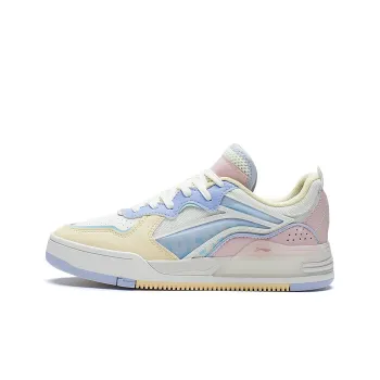 LiNing Wave Non slip Lightweight Low Top Skateboard Shoes Women's White Pink Yellow