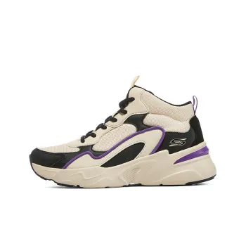Skechers DLITES Cushioning Anti Slip And Wear Resistant High Top Casual Shoes Women's Beige Black Purple
