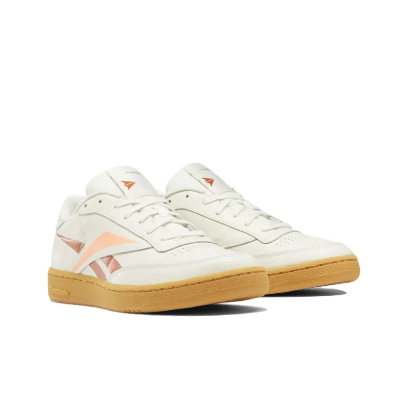 Reebok Club C Anti-Slip And Wear-Resistant Lightweight Low-Top Skateboard Shoes Men's White Red-2