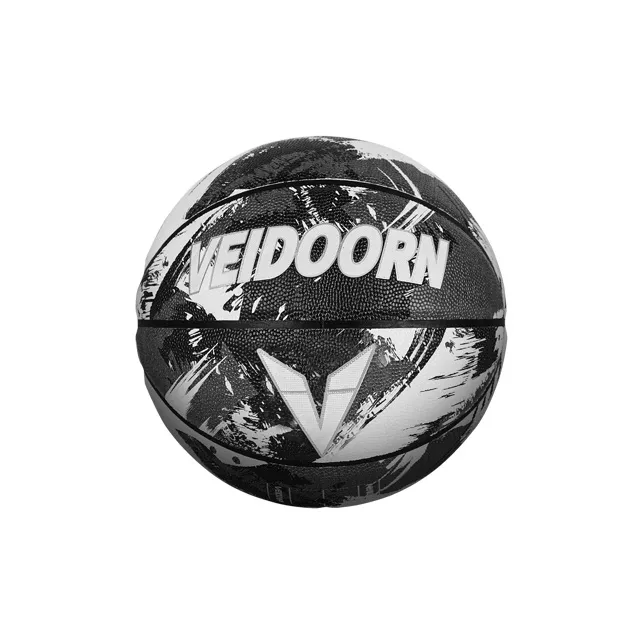VEIDOORN PU Basketball Black White Size 7 Training Unisex-1