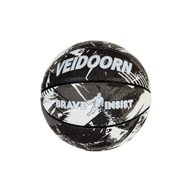 VEIDOORN PU Basketball Black White Size 7 Training Unisex-4