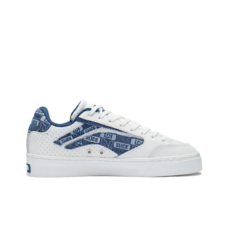 LiNing Wave 180 Anti Slip And Wear Resistant Lightweight Low Top Skateboard Shoes Men's White Blue-1