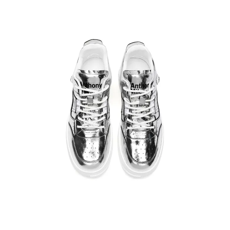 Anthony Miles Skateboard Shoes Men Low Top Silver-2