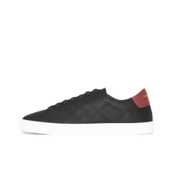 Burberry Perforated Check Leather Sneakers Black Deep Claret Melange