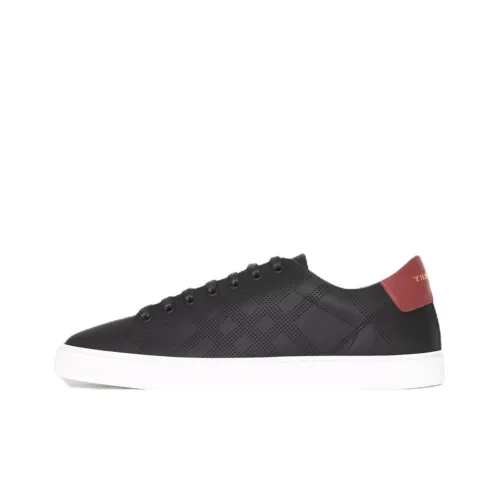 Burberry Perforated Check Leather Sneakers Black Deep Claret Melange