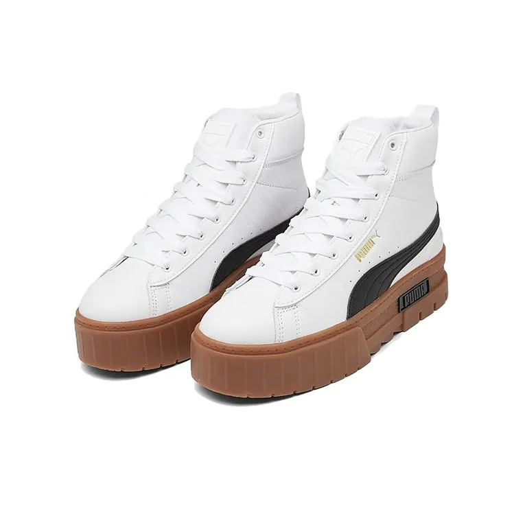 PUMA Mayze Mid High-Top Skateboard Shoes Women's White Black-1