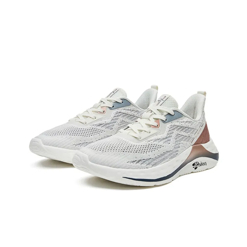 Erke Breathable Low Top Running Shoes Women's White Gold-1