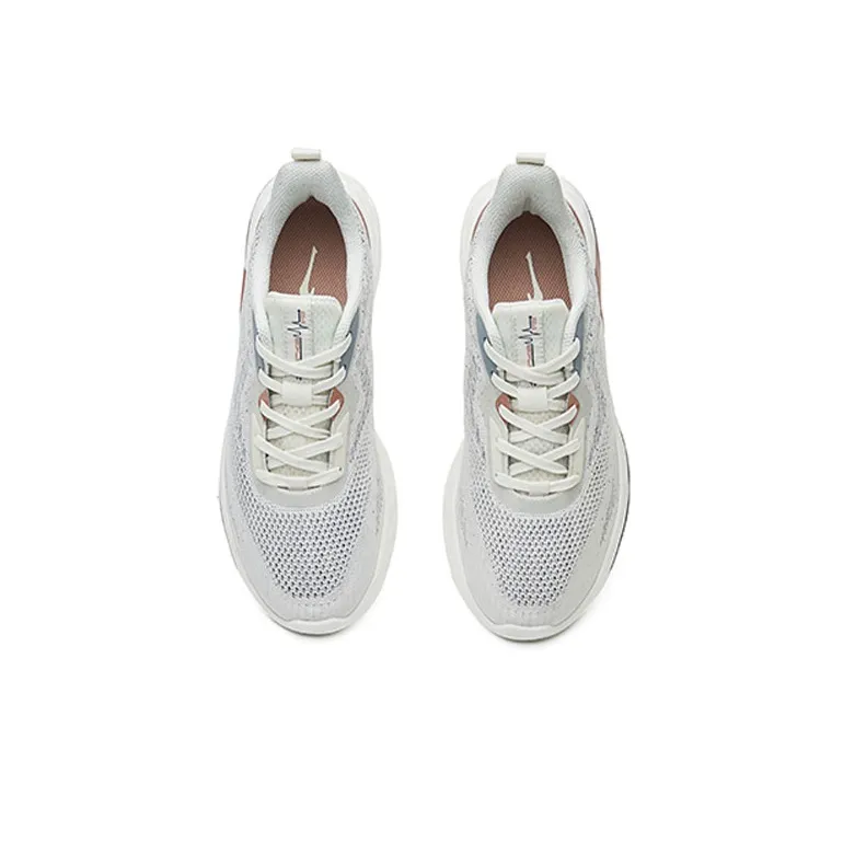 Erke Breathable Low Top Running Shoes Women's White Gold-2