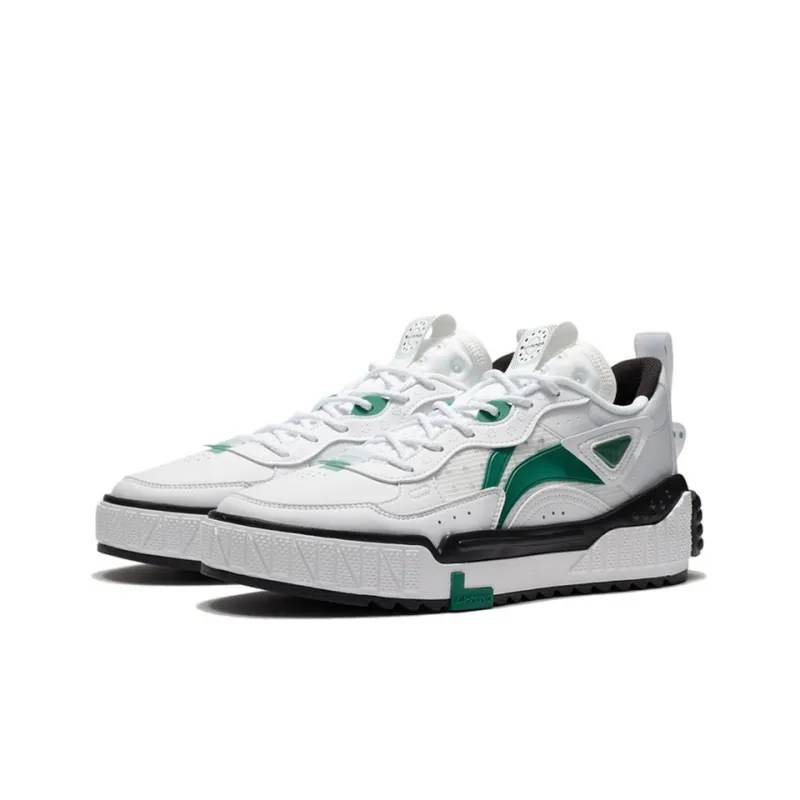 LiNing New Journey Low Top Skateboard Shoes Men's White Green-2
