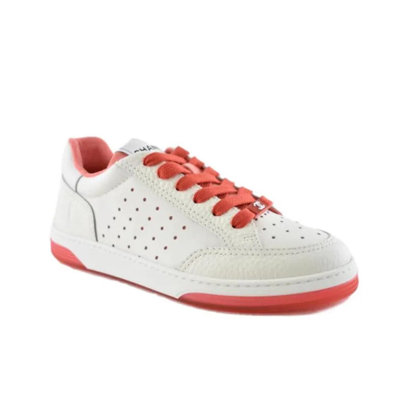 CHANEL 22P Collection Stylish Skateboarding Shoes Women's White Red-2