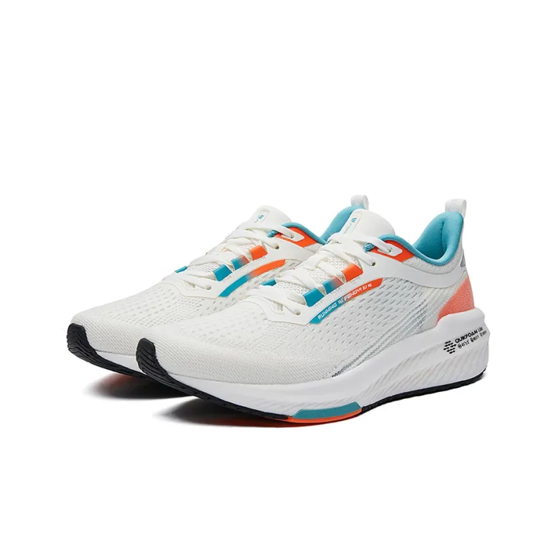 361° Slip Resistant And Breathable Low Top Running Shoes Men's White Green-3