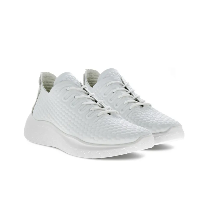 Ecco Therap Wear Resistant Low Top Running Shoes Women's White Grained Comfortable-3