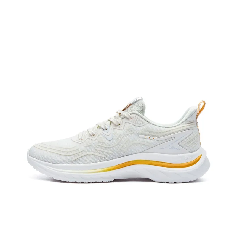 Erke Cushioning Anti Slip And Wear Resistant Rebound Low Top Running Shoes Men's White Yellow-0
