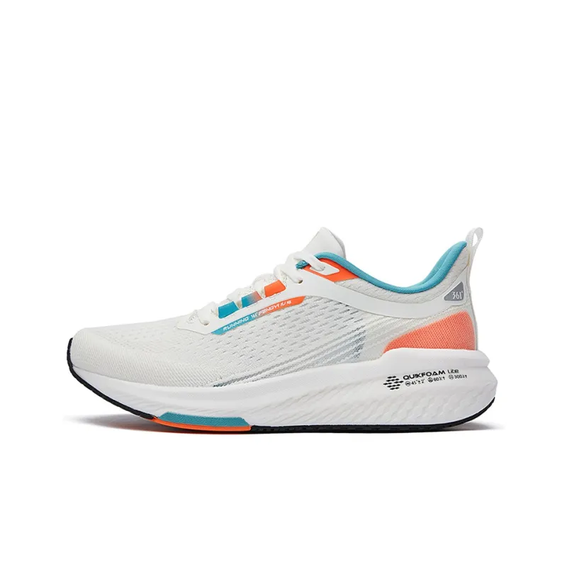 361° Slip Resistant And Breathable Low Top Running Shoes Men's White Green-0