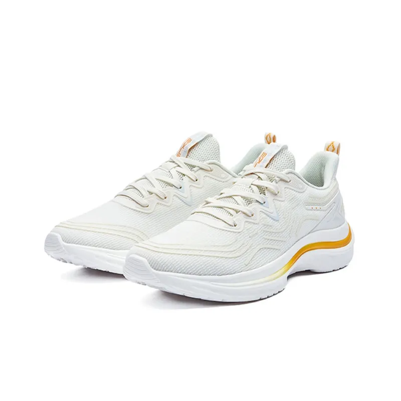 Erke Cushioning Anti Slip And Wear Resistant Rebound Low Top Running Shoes Men's White Yellow-2