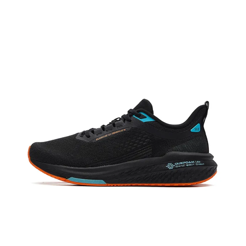 361° Slip-Resistant Breathable Low-Top Running Shoes Men's Black Green-0
