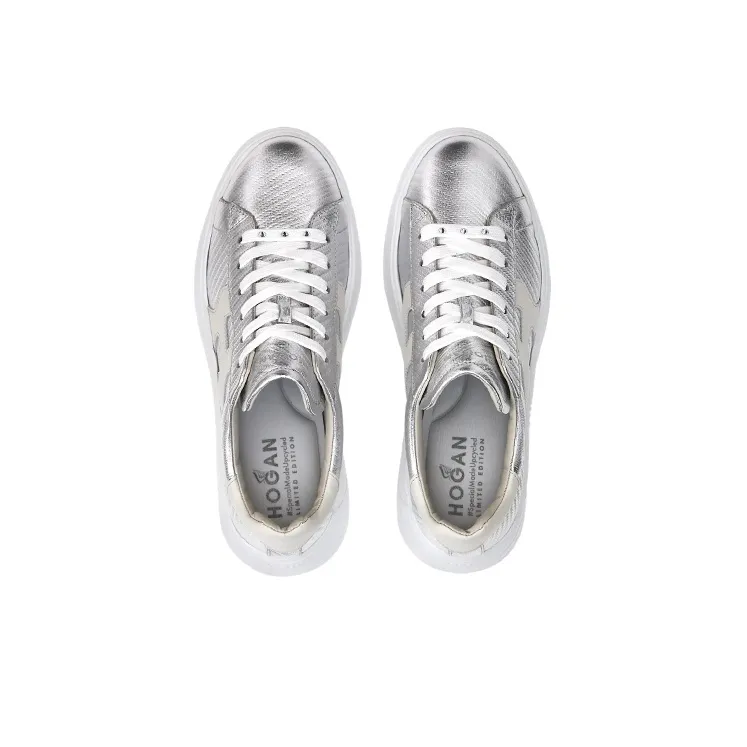 HOGAN Rebel Casual Shoes Women's Low-Top Silver-4
