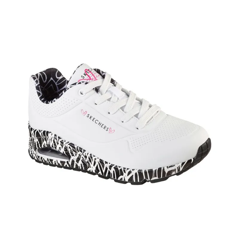 Skechers Uno Cushioned Slip Resistant Abrasion Resistant Low Top Casual Shoes Women's White Black-2