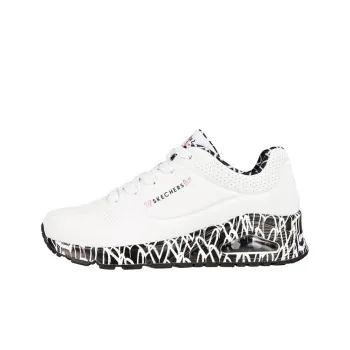 Skechers Uno Cushioned Slip Resistant Abrasion Resistant Low Top Casual Shoes Women's White Black