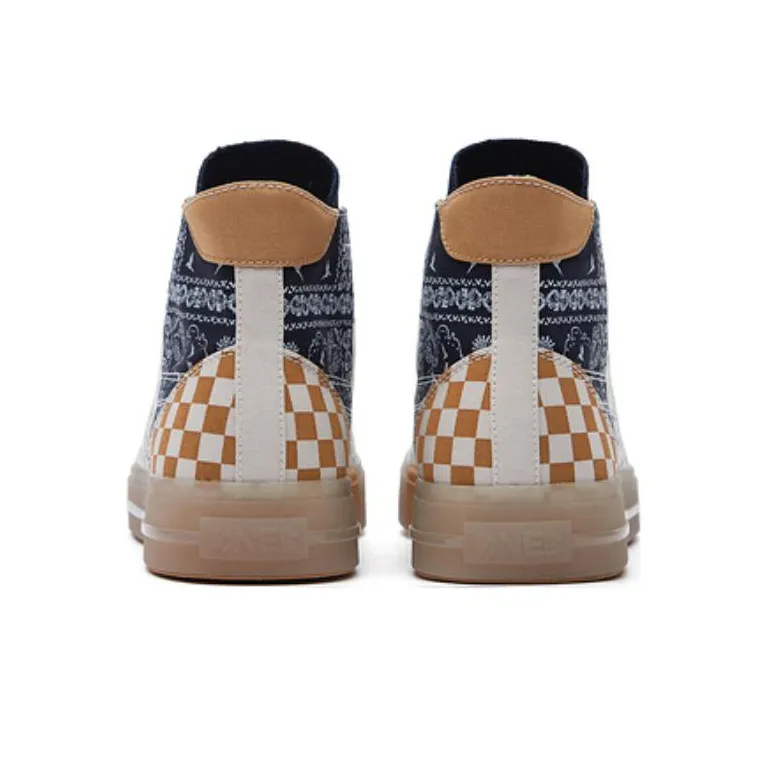 361° Anti-Slip Wear-Resistant High-Top Skateboard Shoes Women's White Blue-3