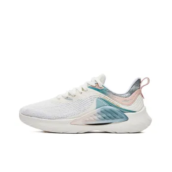 Erke Silk Road Embroidery Cushioning Anti Slip Wear Resistant Breathability Low Top Running Shoes Women's White Green