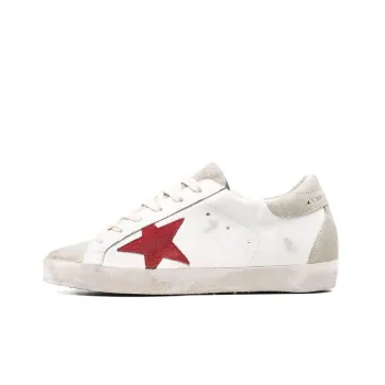 Golden Goose Super Star Stylish Skateboarding Shoes Women's White Red Vintage Version