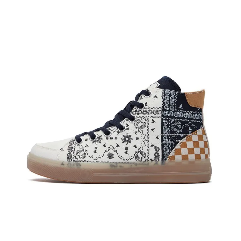 361° Anti-Slip Wear-Resistant High-Top Skateboard Shoes Women's White Blue-0