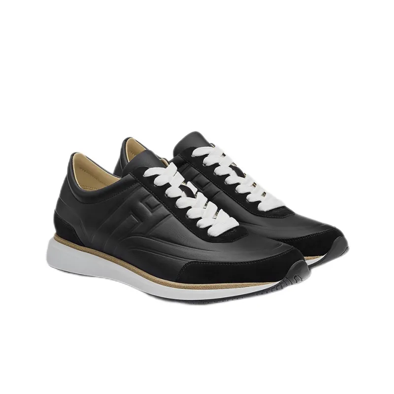 HERMES Low Top Stylish Skateboarding Shoes Men's Black-2