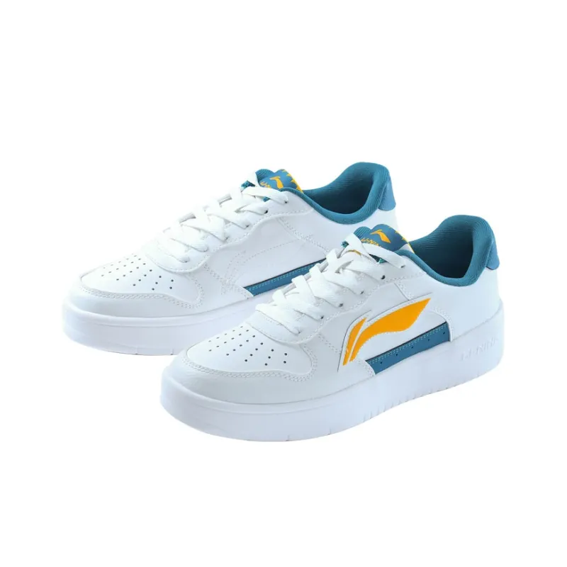LiNing Cushioning Abrasion Resistant Breathable Low Top Sports Casual Shoes Men's White Blue-2